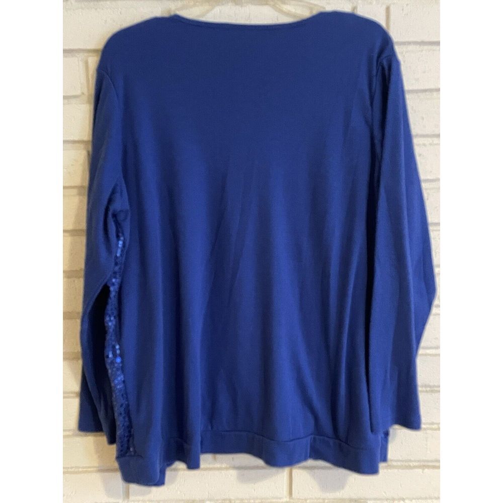 NWOT Quacker Factory 1XL‎ Blue Tank And Attached Sequined Cardigan - Picture 5 of 6